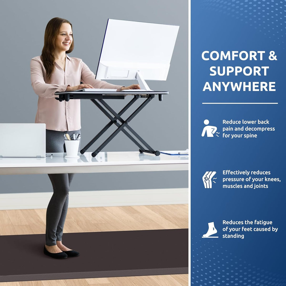 KitchenClouds Kitchen Mat Cushioned Anti Fatigue Rug 17.3"x28" Water Resistant, Non Slip, Standing and Comfort Desk/Floor Mats for House Sink Office (Black)