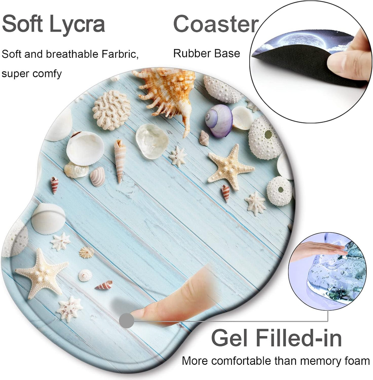 Ergonomic Mouse Pad with Wrist Support Rest,Large Mousepad Gel Wrist Rest, with Coaster Non-Slip & Pain Relief for Computer, Desk, Home&Office-Beach - Colors B