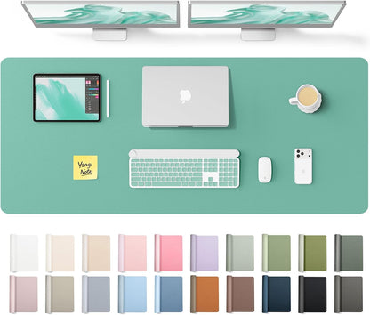YSAGi Leather Desk Pad Protector, Office Desk Mat, Large Mouse Pad, Non-Slip PU Leather Desk Blotter, Waterproof Laptop Desk Writing Pad for Office and Home (23.6" x 13.8", Eggshell) - Colors A