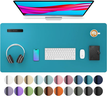 Aothia Leather Office Desk Pad Protector, Non-Slip PU Leather Desk Blotter, Waterproof Laptop Writing Mouse Pad for Office and Home, Black, 31.5" x 15.7" - Colors B