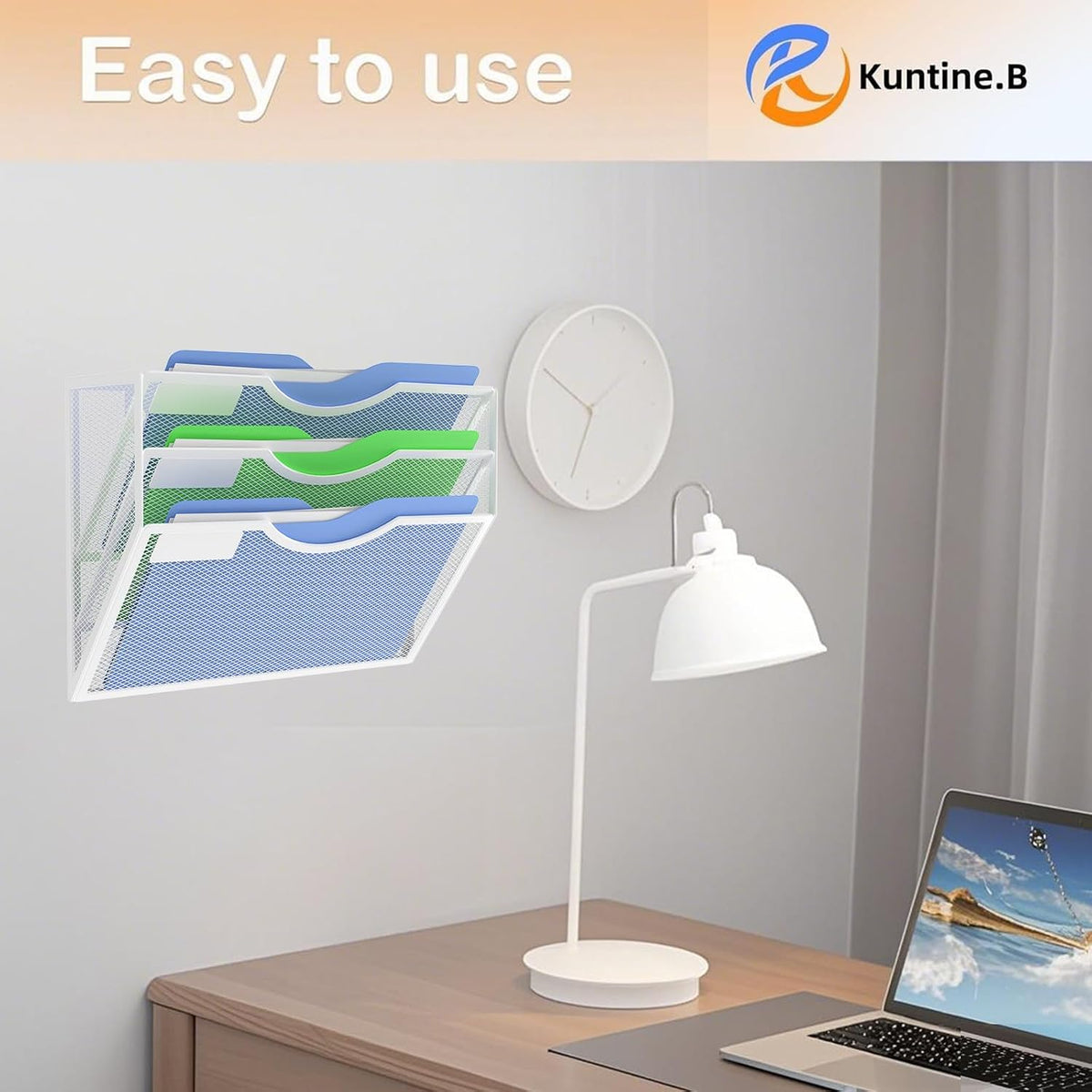 Kuntine.B Wall File Organizer Office Hanging Magazine Holder Wall File Organizer for Office Home (Black, 5 Tier)