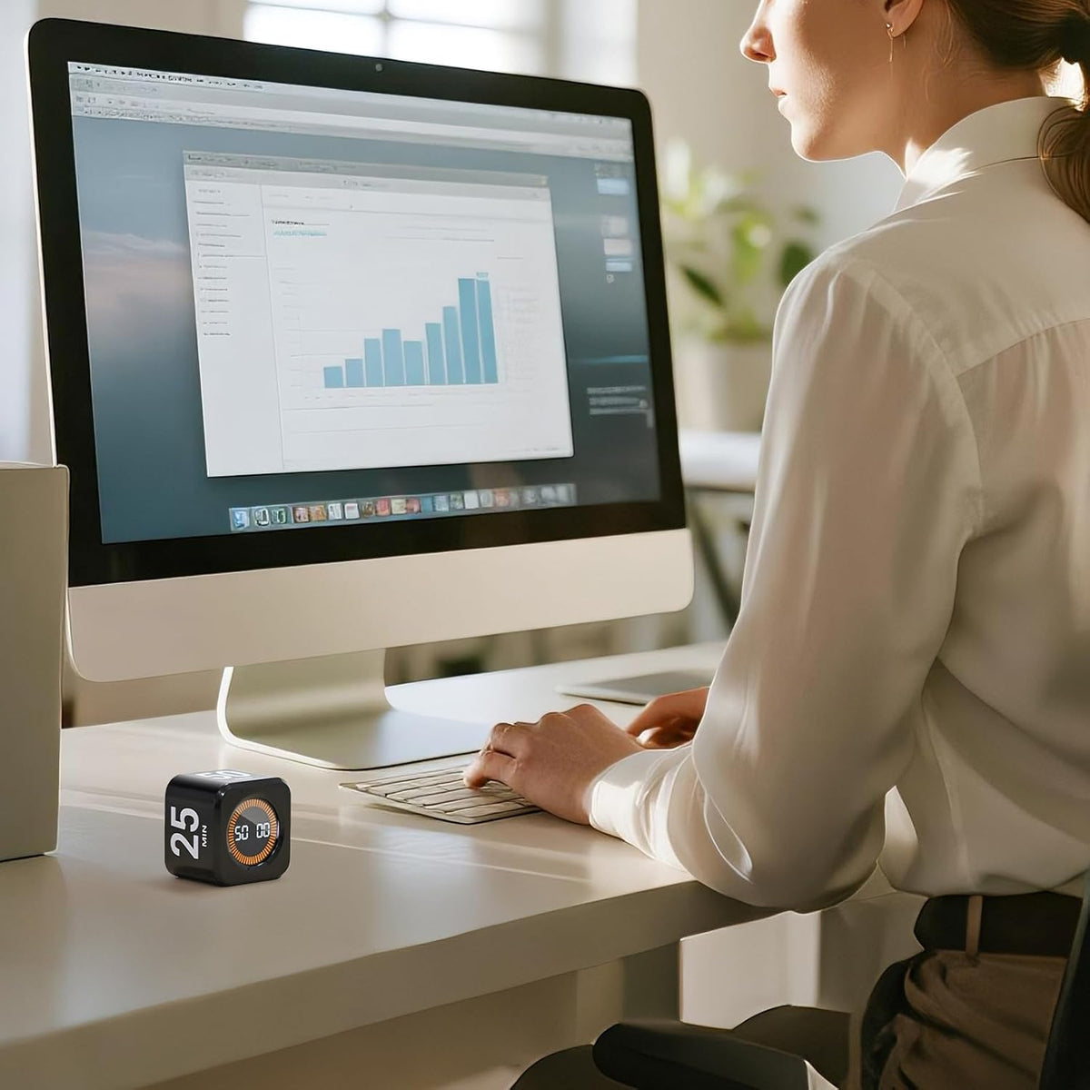 EooCoo Digital Timer College School Supplies, Gravity Pomodoro Cube Rotation, Countdown Productivity Kitchen Timer 5/10/30/60 Mins for Meeting, Back to School Gift, ADHD Tools, Office Desk Decoration