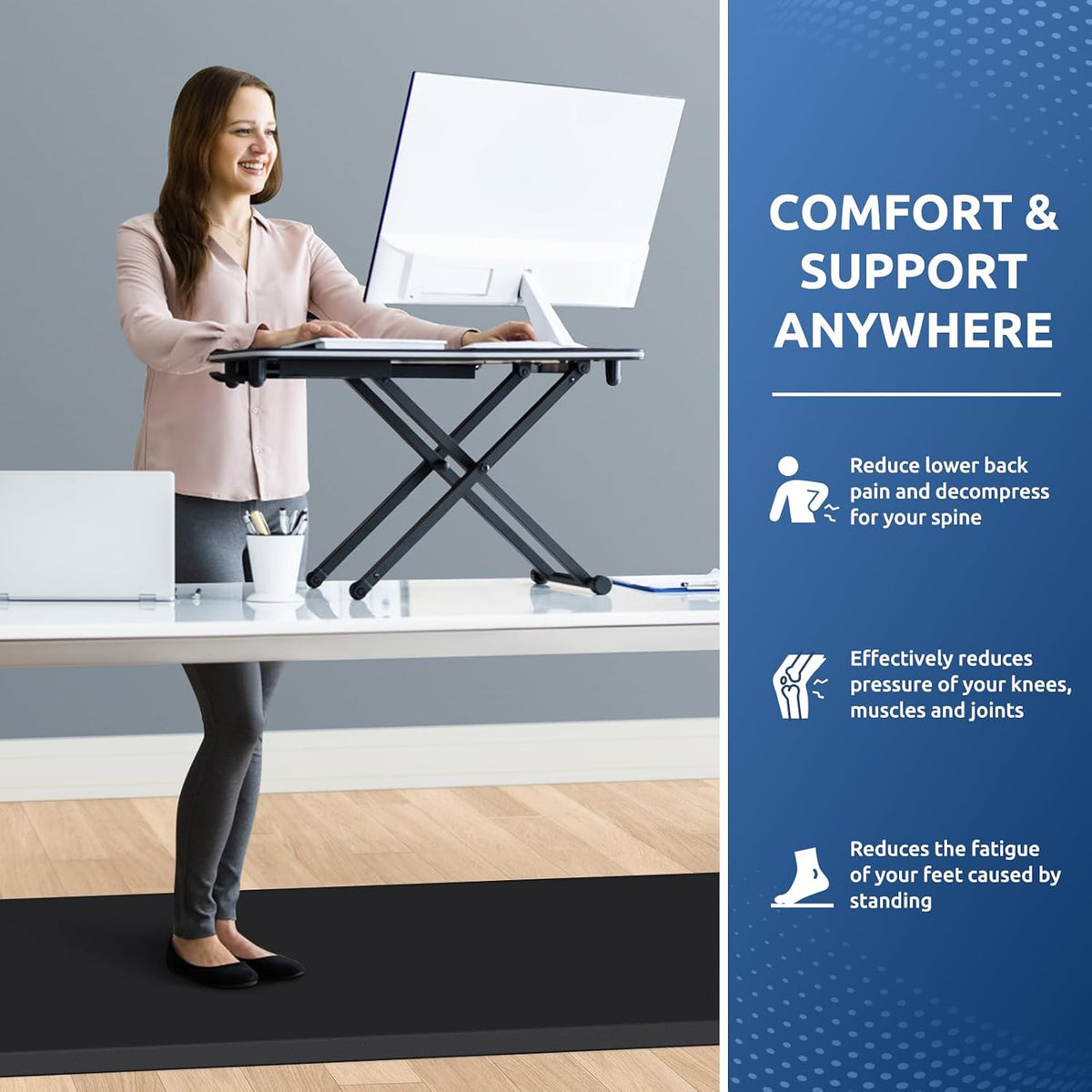 KitchenClouds Kitchen Mat Cushioned Anti Fatigue Rug 17.3"x28" Water Resistant, Non Slip, Standing and Comfort Desk/Floor Mats for House Sink Office (Black)