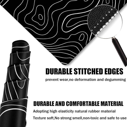 31.5" x 15.7" Waterproof Fabric Desk Pad, Rubber Anti-Slip Base, Stitched Edges No Curling, Fits Laptop Keyboard and Mouse, Smooth Office Mat Large Mouse Pad for Work Game, Black