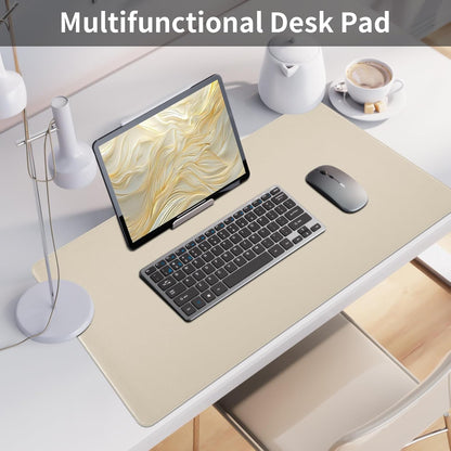 Bloss Leather Desk Pad and Keyboard Wrist Rest, Large Mouse Pad + Keyboard Pad+Mouse Wrist Support, Non-Slip Desk Mat Protector for Office, Home(31.5×15.7 Inches,Beige) - Colors B