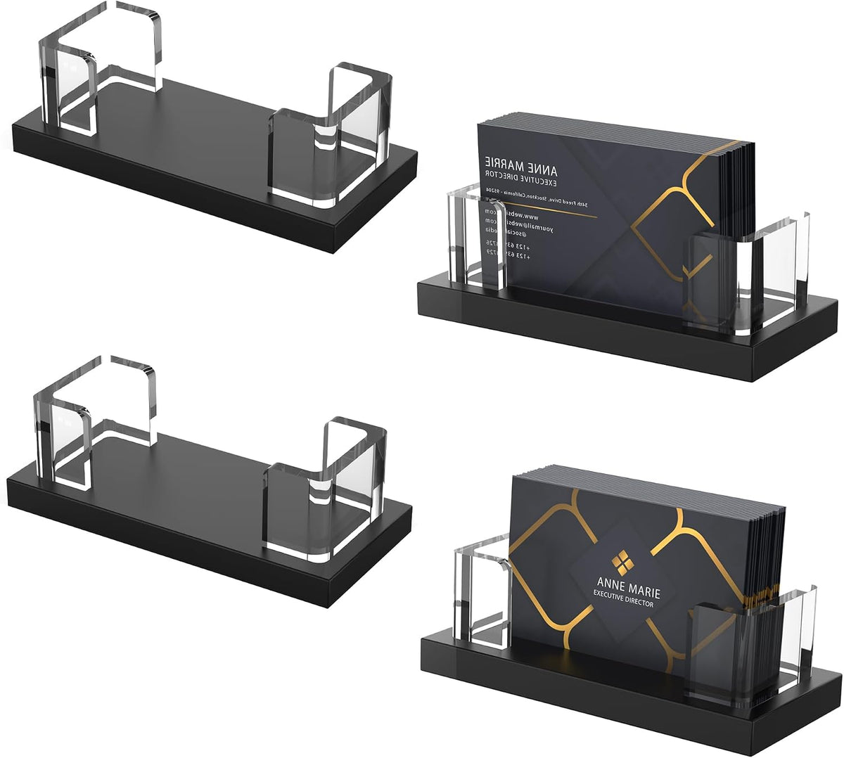 Acrylic Business Card Holder for Desk,Business Card Stand,Clear Business Card Display,Desk Business Card Holders,Business Card Display Stand,Acrylic Business Card Holder Display,Black 2 Pcs