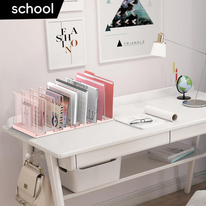 File Organizer for Desk, 5-Section Vertical File Sorter, Paper Holder Organizer Standing Metal File Folder for Office Home Classroom, Black