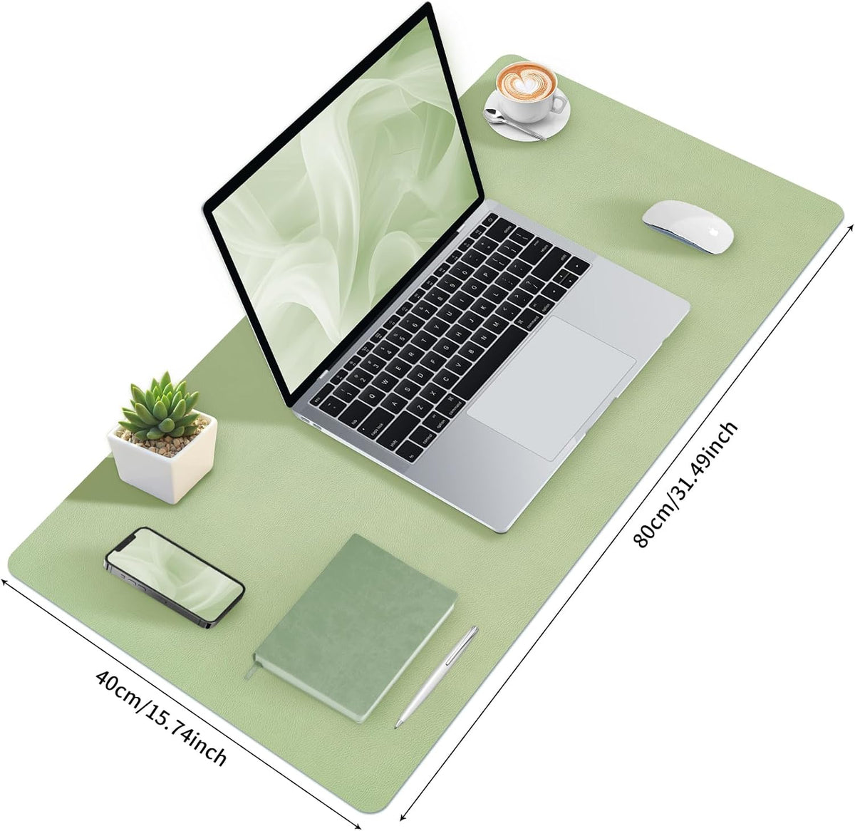 Bloss Leather Desk Pad and Keyboard Wrist Rest, Large Mouse Pad + Keyboard Pad+Mouse Wrist Support, Non-Slip Desk Mat Protector for Office, Home(31.5×15.7 Inches,Beige) - Colors B
