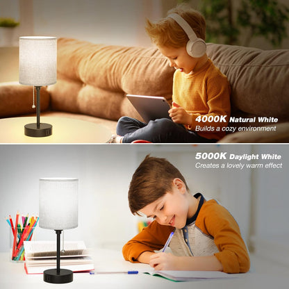 Dicoool Bedside Table Lamp for Bedroom - Small Desk Lamp with USB Ports
