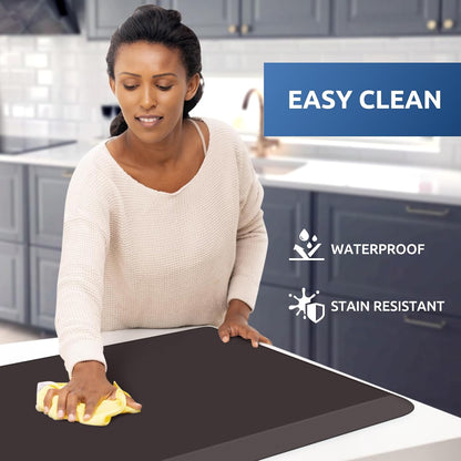 KitchenClouds Kitchen Mat Cushioned Anti Fatigue Rug 17.3"x28" Water Resistant, Non Slip, Standing and Comfort Desk/Floor Mats for House Sink Office (Black)