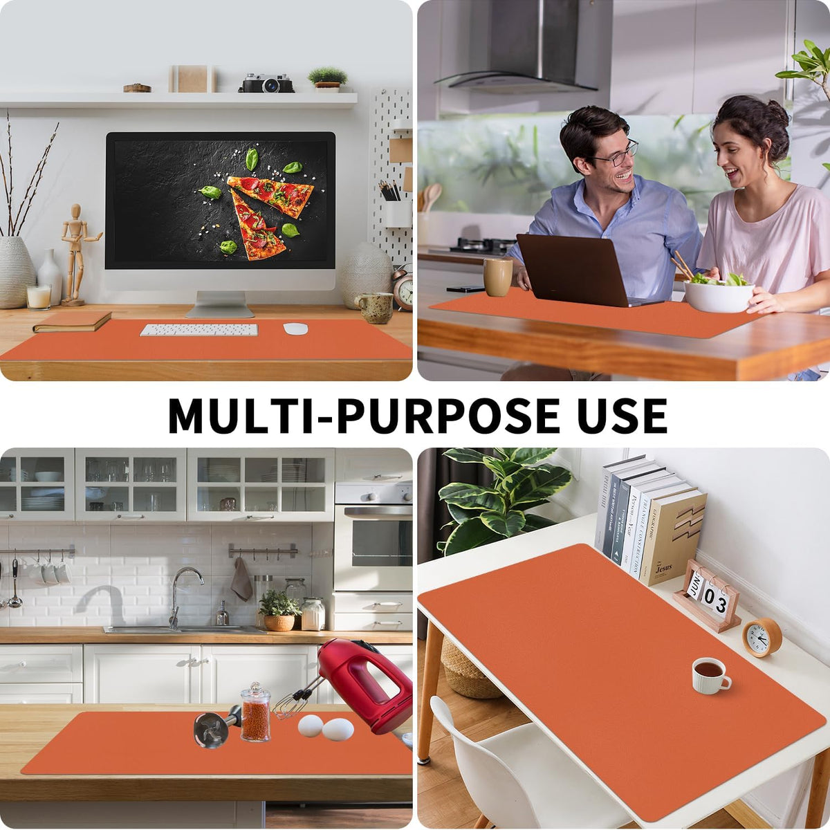 Bloss Leather Desk Pad and Keyboard Wrist Rest, Large Mouse Pad + Keyboard Pad+Mouse Wrist Support, Non-Slip Desk Mat Protector for Office, Home(31.5×15.7 Inches,Beige) - Colors A