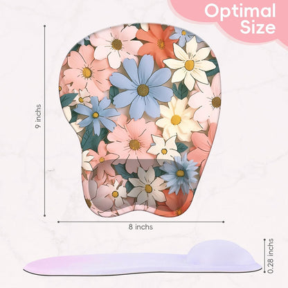 Wrist Support Mouse Pad Anti Slip Rubber Wrist Rest Mousepad 9in X 8in Small Desktop Notebook Mouse Mat for Working and Gaming (M-Pink Floral)