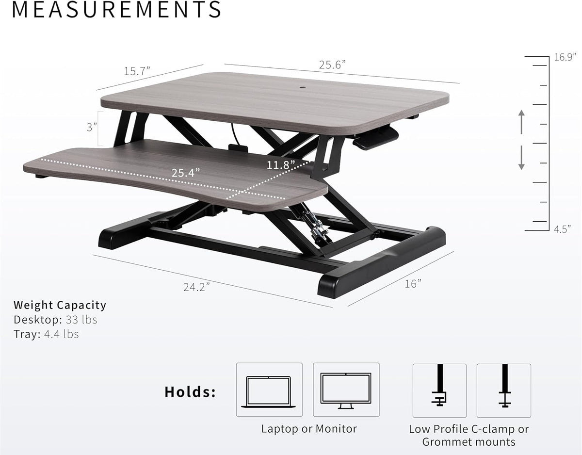 Black 32 in Standing Desk Converter, DESK-V000K