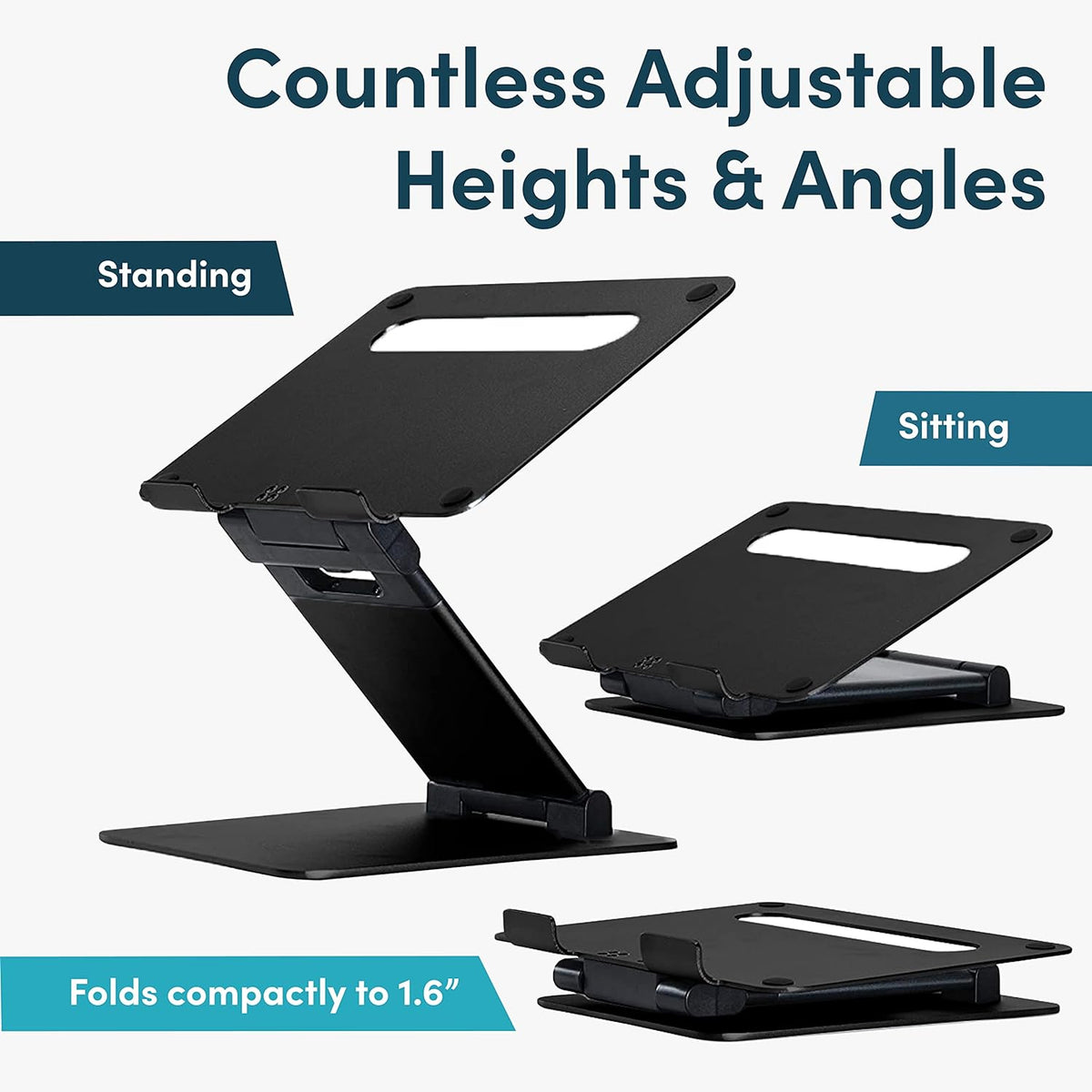 Lifelong Ergonomic Adjustable Laptop Stand for Desk, Extra Tall 20” Height Aluminum Laptop Riser, Portable Foldable Computer Stand, Fits 10-17” Laptops for Office Meetings, Teamwork & Desk Setup