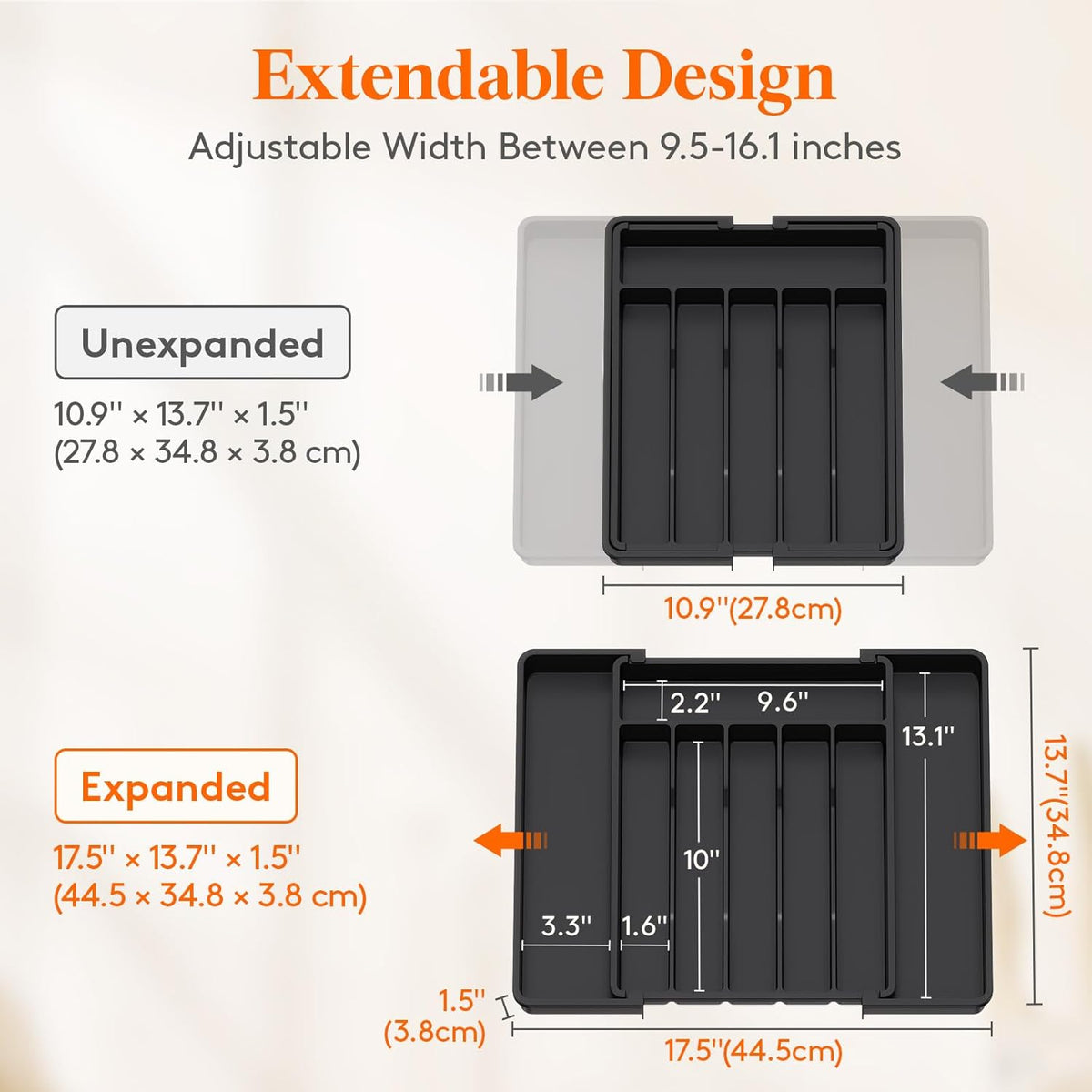 Expandable Silverware Drawer Organizer, Kitchen Utensil Tray