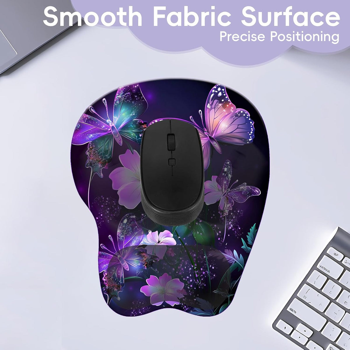 Wrist Support Mouse Pad Anti Slip Rubber Wrist Rest Mousepad 9in X 8in Small Desktop Notebook Mouse Mat for Working and Gaming (M-Pink Floral)