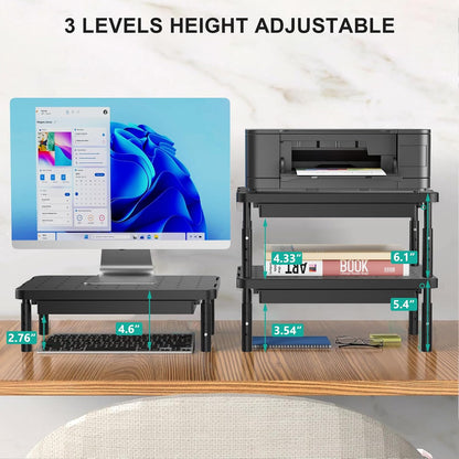 WALI Monitor Stand Riser with Drawer, Desk Organizers and Accessories for Computer, Printer, Laptop Stand for Home Office Supplies, (PTT005-B), 1 Pack, Black