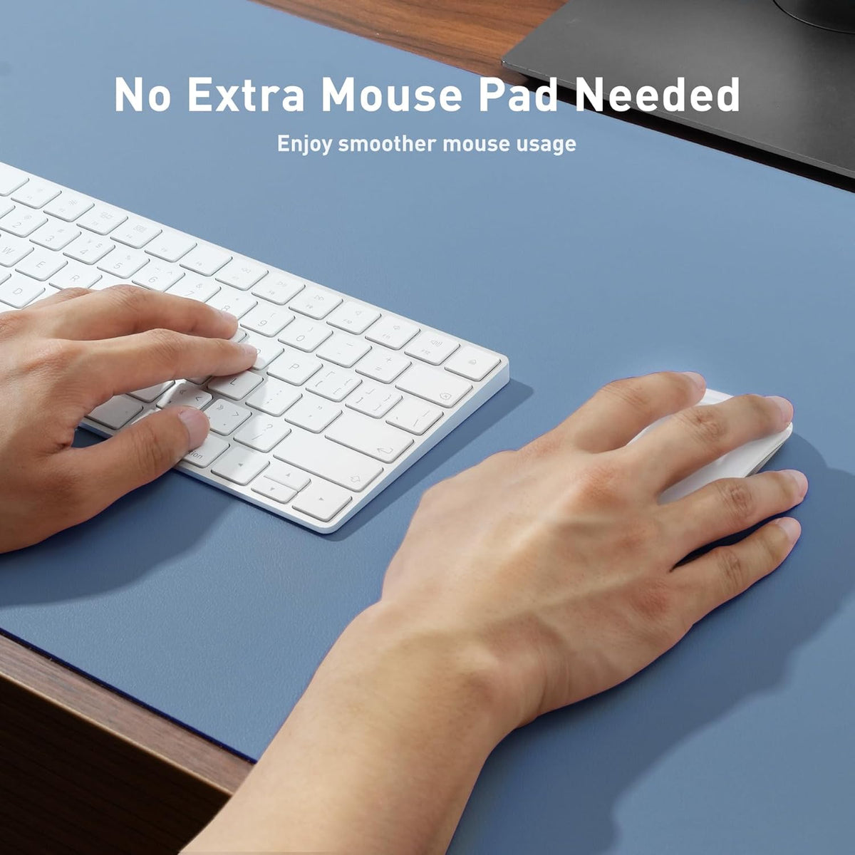 Aothia Leather Office Desk Pad Protector, Non-Slip PU Leather Desk Blotter, Waterproof Laptop Writing Mouse Pad for Office and Home, Black, 31.5" x 15.7" - Colors B