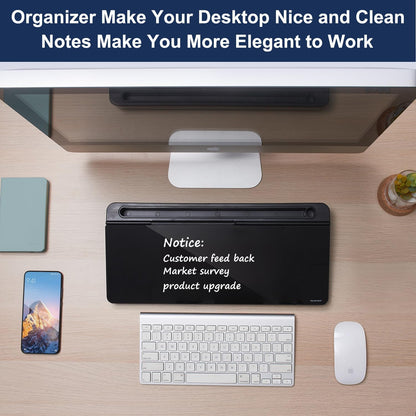 TSJ OFFICE Desktop Whiteboard Dry-Erase-Board - Computer Keyboard Stand White Board Surface Pad with Drawer, Desk Organizers with Accessories for Office, Home, School Supplies - Black