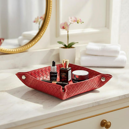 Small Valet Tray, Jewelry Tray for Rings Watches Earrings, Entryway Catchall Caddy for Coins Keys Change, Nightstand Bedside Valet Holder, Trays for Electronic Gadgets, Beige - Colors A