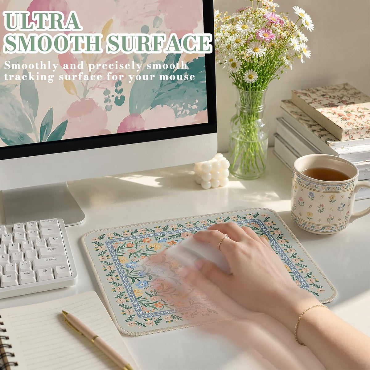 iCasso Desk Mat for Keyboard and Mouse, Large Mouse Pad, Desk Pad Mat, Anti-Slip Big Mousepad with Stitched Edges for Computer Desktop(Deep Green)