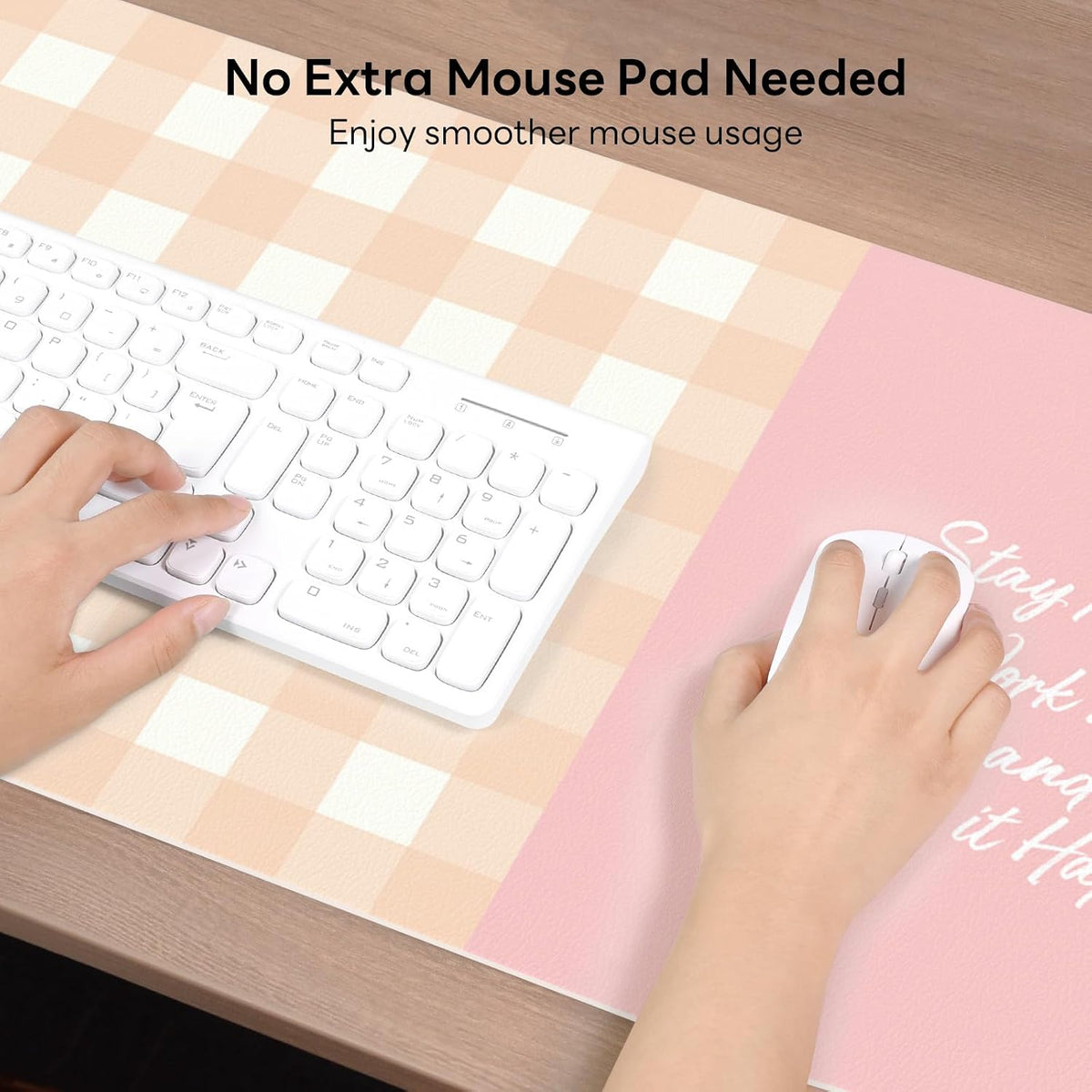 Checkered Pattern Desk Pad Protector, 35.5 x 13'' Aesthetic Mouse Mat for Desktop, Waterproof PU Leathe Non-Slip Desk Writing Pad for Office and Home, Green and Purple