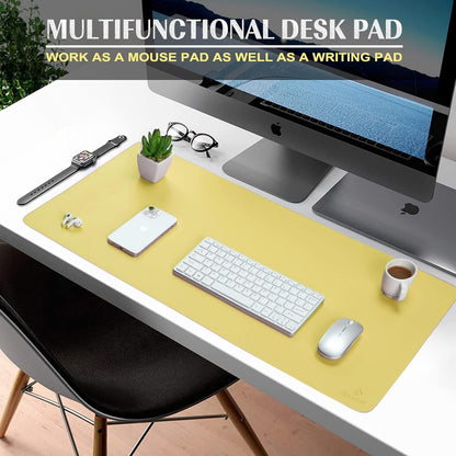 K KNODEL Large Office Leather Desk Mat, Mouse and Keyboard Pad, Computer and Laptop Mat, Desktop Protector and Cover, Writing Pad and Blotter (31.5"x15.7", Black)