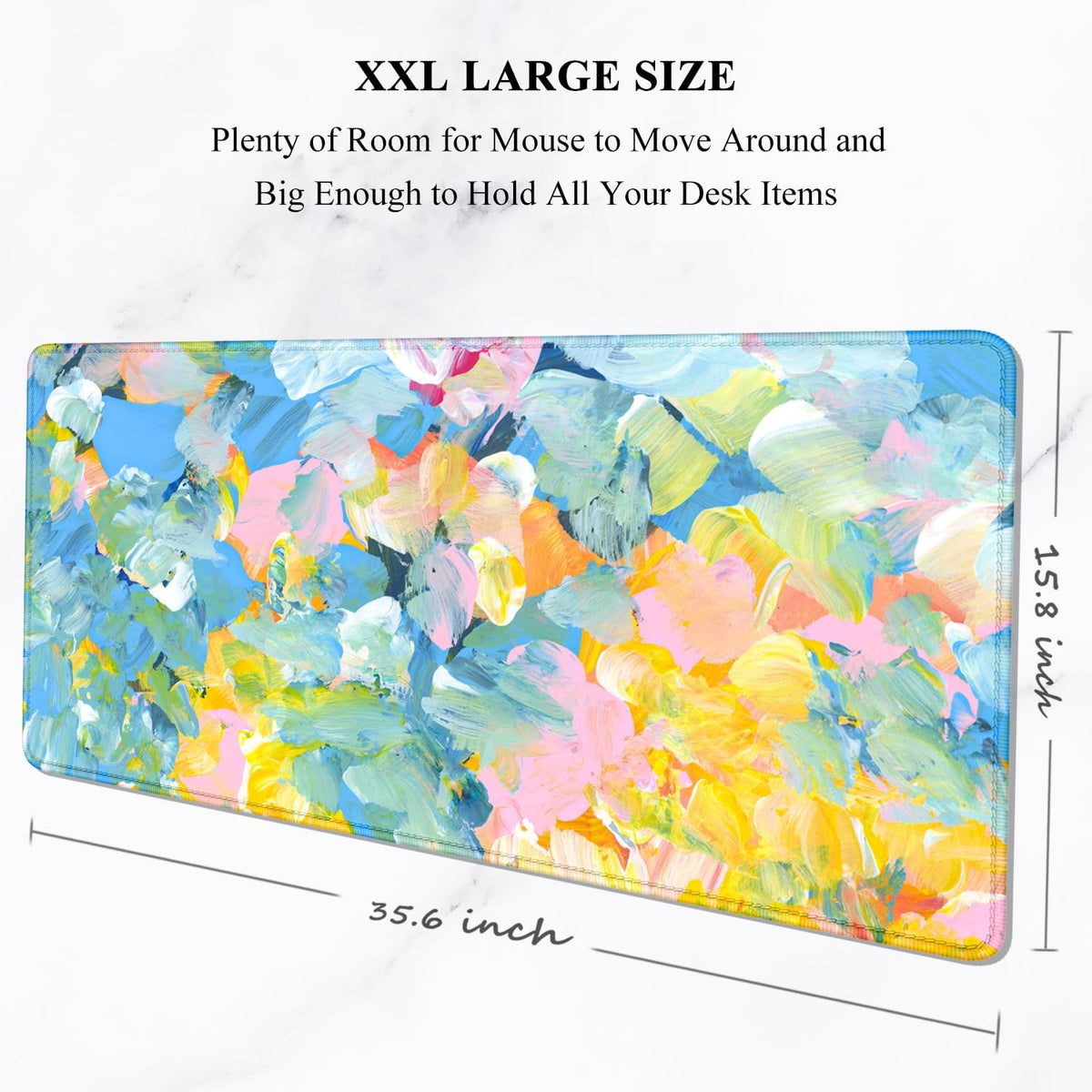 Auhoahsil Desk Mat, Ultra Large Mouse Pad, XXL Gaming Mousepad, Green Tropical Leaves Deskpad, Big Extended Full Size Mouse Pad, Desktop Desk Matt for Keyboard, Laptop & Computer, 35.5 x 15.7 in - Colors B