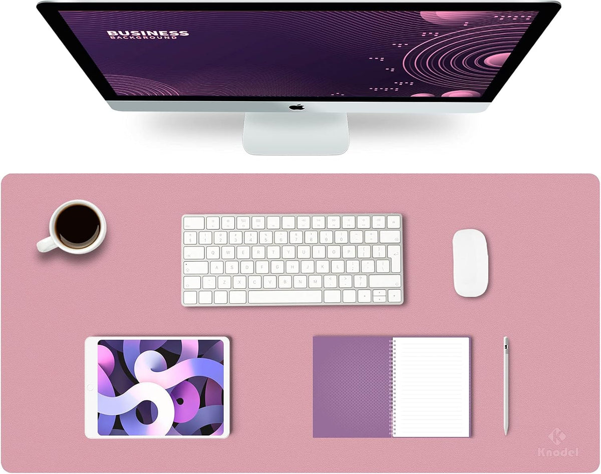 K KNODEL Large Office Leather Desk Mat, Mouse and Keyboard Pad, Computer and Laptop Mat, Desktop Protector and Cover, Writing Pad and Blotter (31.5"x15.7", Black)