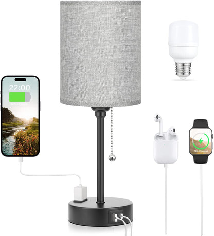 Dicoool Bedside Table Lamp for Bedroom - Small Desk Lamp with USB Ports