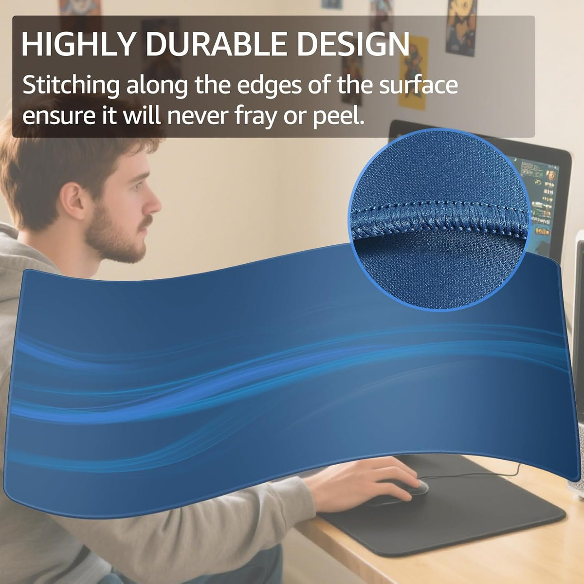 KTRIO Large Gaming Mouse Pad Desk Mat for Gamer, 31.5" x 11.8", Black, XL | Extended Size Design, Superior Micro-Weave Cloth, Non-Slip Rubber Base, Durable Stitched Edges, Water-Resistant Coating