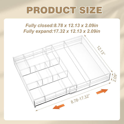 Clear Acrylic Drawer Organizer,6 Compartments,Large