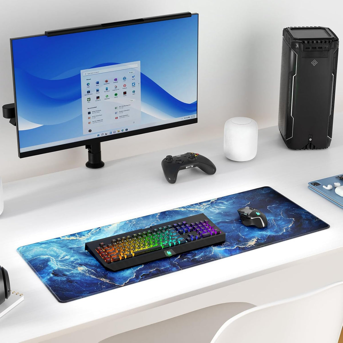KTRIO Large Gaming Mouse Pad Desk Mat for Gamer, 31.5" x 11.8", Black, XL | Extended Size Design, Superior Micro-Weave Cloth, Non-Slip Rubber Base, Durable Stitched Edges, Water-Resistant Coating