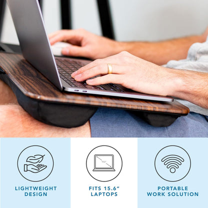 LAPGEAR Home Office Pro Lap Desk with Wrist Rest, Mouse Pad, and Phone Holder - Black Carbon - Fits up to 15.6 Inch Laptops - Style No. 91598