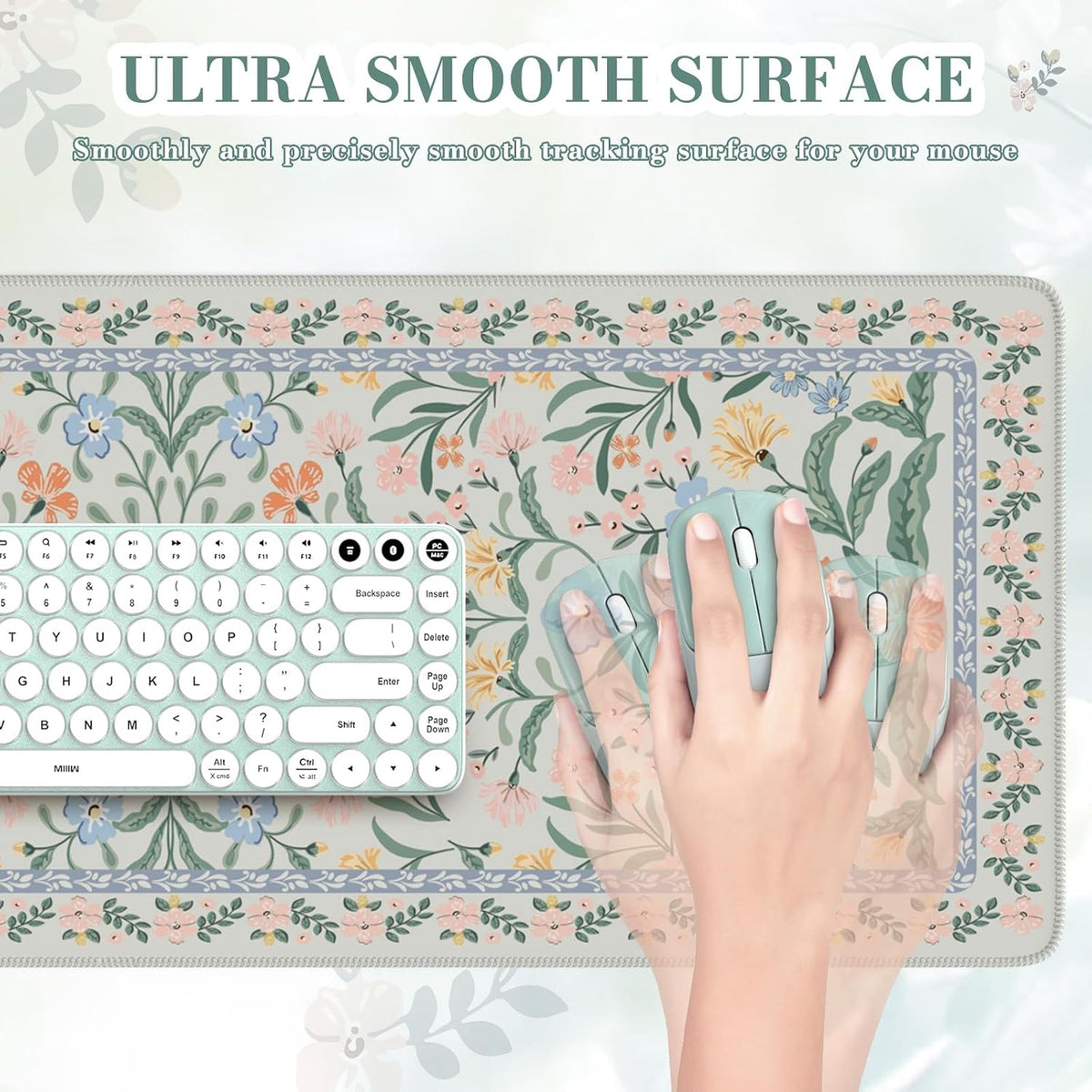 iCasso Desk Mat for Keyboard and Mouse, Large Mouse Pad, Desk Pad Mat, Anti-Slip Big Mousepad with Stitched Edges for Computer Desktop(Deep Green)