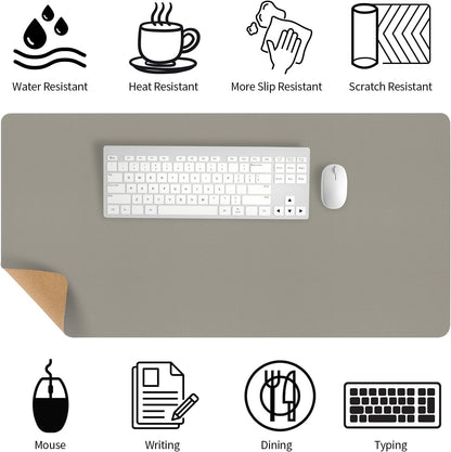 Bloss Leather Desk Pad and Keyboard Wrist Rest, Large Mouse Pad + Keyboard Pad+Mouse Wrist Support, Non-Slip Desk Mat Protector for Office, Home(31.5×15.7 Inches,Beige) - Colors A