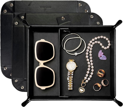 Small Valet Tray, Jewelry Tray for Rings Watches Earrings, Entryway Catchall Caddy for Coins Keys Change, Nightstand Bedside Valet Holder, Trays for Electronic Gadgets, Beige - Colors A