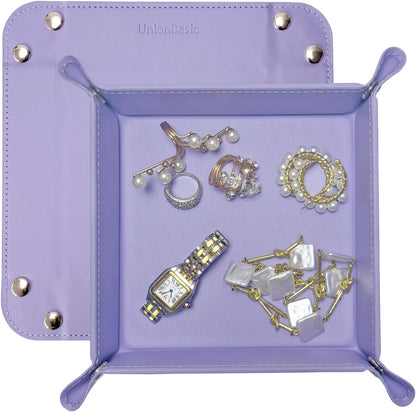 Small Valet Tray, Jewelry Tray for Rings Watches Earrings, Entryway Catchall Caddy for Coins Keys Change, Nightstand Bedside Valet Holder, Trays for Electronic Gadgets, Beige - Colors A