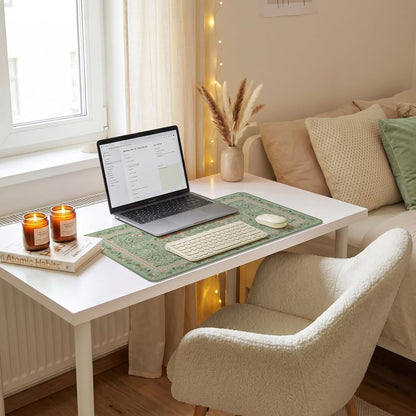 iCasso Desk Mat for Keyboard and Mouse, Large Mouse Pad, Desk Pad Mat, Anti-Slip Big Mousepad with Stitched Edges for Computer Desktop(Deep Green)
