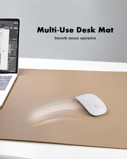 Double-Sided Desk Pad, 31.5"x15.7"Leather Desk Mat, Eco Cork Desk Pad Protector,Large Mouse Pad,Waterproof Desk Blotter for Office/Home(Coffee)