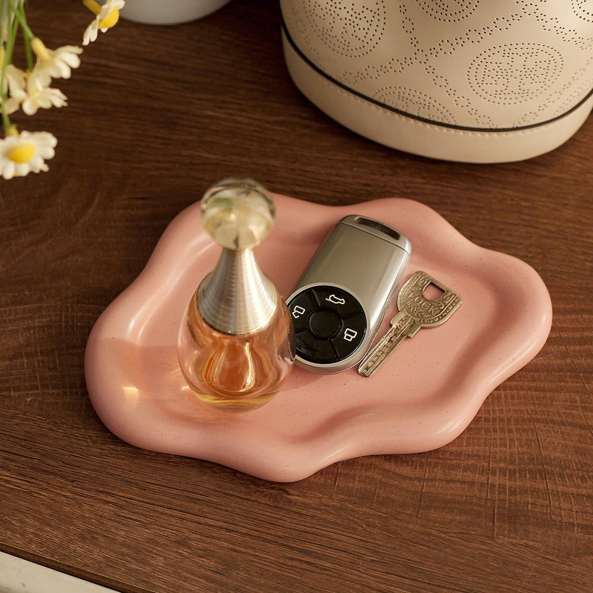 Jewelry Dish Trinket Tray for Women, Ring Dish Holder, Unique Cloud Shape Ceramic Plate Cute Things Vanity Aesthetic Room Decor Mother's Day Birthday (White)