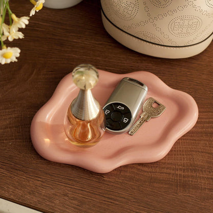 Jewelry Dish Trinket Tray for Women, Ring Dish Holder, Unique Cloud Shape Ceramic Plate Cute Things Vanity Aesthetic Room Decor Mother's Day Birthday (White)