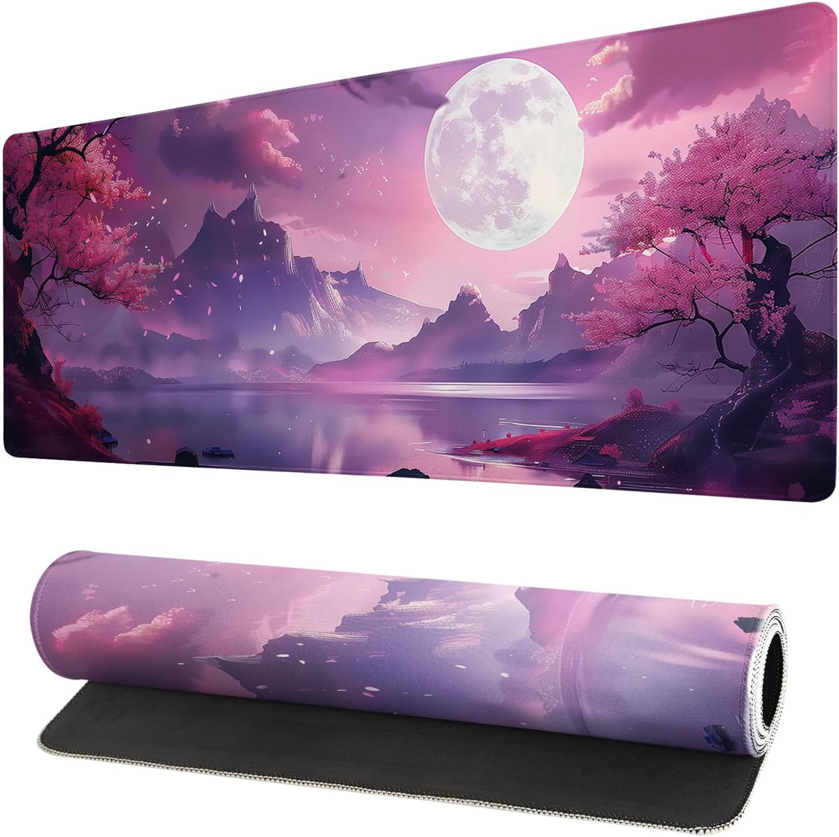 Japanese Mouse Pad, Large Japanese Desk Mat, XL Anime Gaming Keyboard Mat, Non-Slip Rubber Base, Big Extended Desk Protector for Home Office, 31.5”x11.8”