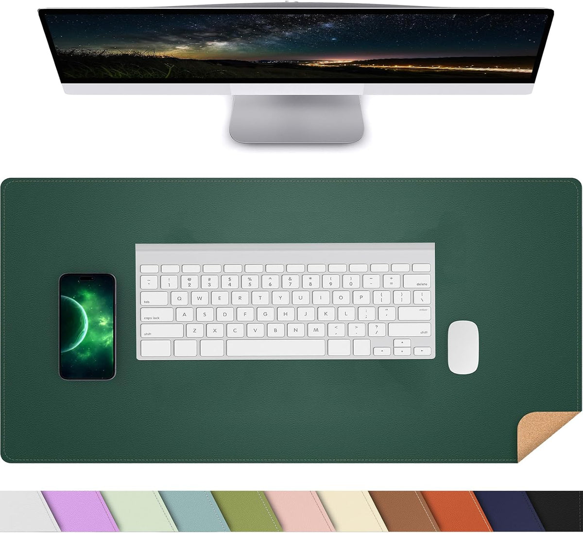 Large Desk Mat, 47" x 17", Black