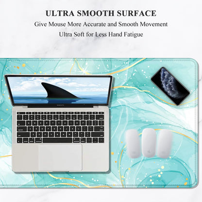 Auhoahsil Desk Mat, Ultra Large Mouse Pad, XXL Gaming Mousepad, Green Tropical Leaves Deskpad, Big Extended Full Size Mouse Pad, Desktop Desk Matt for Keyboard, Laptop & Computer, 35.5 x 15.7 in - Colors B