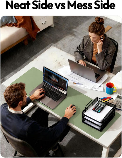 YSAGi Leather Desk Pad Protector, Office Desk Mat, Large Mouse Pad, Non-Slip PU Leather Desk Blotter, Waterproof Laptop Desk Writing Pad for Office and Home (23.6" x 13.8", Eggshell) - Colors A