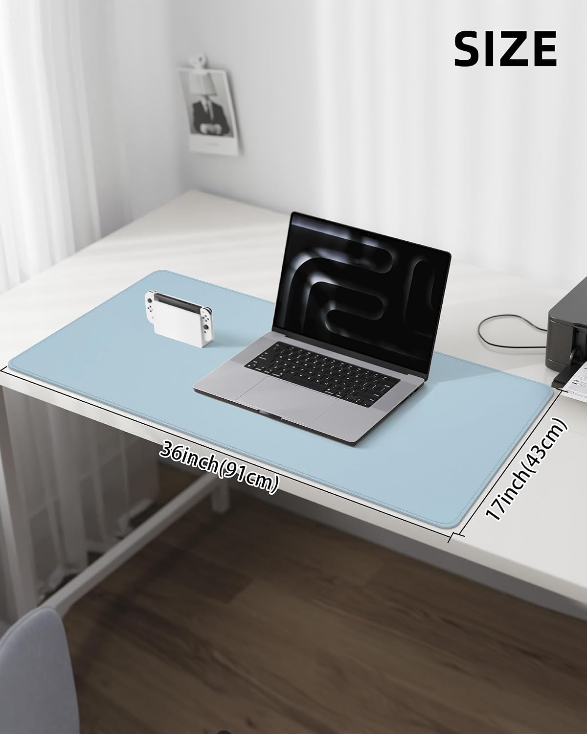AFIING Large Desk Mat 55" x 24" - PU Leather Desk Pad Protector, Waterproof Non-Slip Extended Mouse Pad for Office Desk, Keyboard, Laptop and Home Workspace (Black)