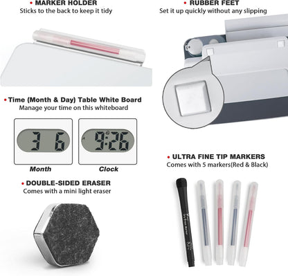 Small Glass Desktop Whiteboard Dry-Erase, Mini Pure Glass Whiteboard Stand