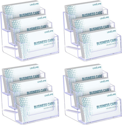 Uniclife Acrylic Business Card Holder for Desk 1 Slot Clear Business Card Display Stand for Men & Women Desktop Business Card Organizer Card Stand for Office Home Exhibition, 60 Card Capacity