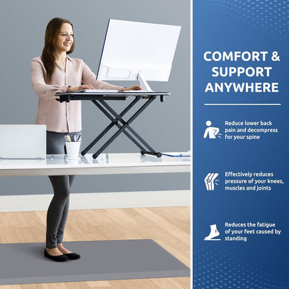 KitchenClouds Kitchen Mat Cushioned Anti Fatigue Rug 17.3"x28" Water Resistant, Non Slip, Standing and Comfort Desk/Floor Mats for House Sink Office (Black)